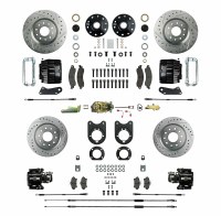 1967 Camaro Manual Big 4 Wheel Disc Brake Conversion Kit Master Cylinder 4 Black Twin Pistons & Calipers