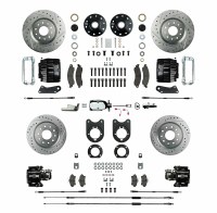 1967 Camaro Manual Big 4 Wheel Disc Brake Conversion Kit Chrome Master Cylinder 4 Black Twin Pistons &  Calipers