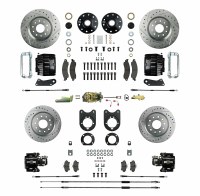 1968 1969 Camaro Manual Big 4 Wheel Disc Brake Conversion Kit Master Cylinder 4 Black Twin Pistons & Calipers