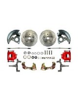 1967 1968 1969 Camaro 2" Drop Front Wheel Disc Brake Conversion Kit 2 Red Calipers Drilled Slotted Rotors & Spindles