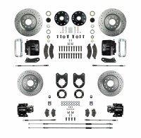 1967 1968 1969 Camaro Signature Series Big 4 Wheel Disc Brake Conversion Kit 4 Black Calipers Rotors & Spindles