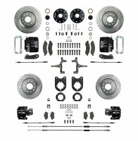 1967 1968 1969 Camaro 2" Drop Big Front Wheel Disc Brake Conversion Kit 2 Black Calipers Rotors & Spindles