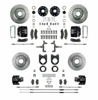 1968 1969 Camaro 2" Drop Big Front Wheel Disc Brake Conversion Kit 2 Black Calipers Rotors & Spindles