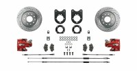 1964-1977 Chevelle Staggered Signature Series Rear Wheel Disc Brake Conversion Kit 10 12 Bolt & Red Twin Piston Calipers