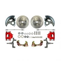 1964-1972 Chevelle Front Wheel Disc Brake Kit 2 Calipers Rotors Spindles Caliper Brackets & Backing Plates