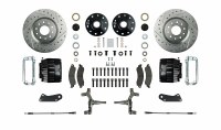 1964-1972 Chevelle Signature Series Big Front Wheel Disc Brake Conversion Kit 2 Black Calipers Rotors & Spindles