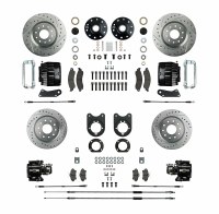 1964-1972 Chevelle 2" Drop Big Front Wheel Disc Brake Conversionl Kit 2 Black Calipers Rotors & Spindles