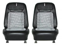 1968 Camaro Deluxe Houndstooth Interior Bucket Seats Assembled  Black