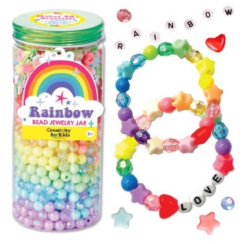 Bead Jewelry Jar Rainbow