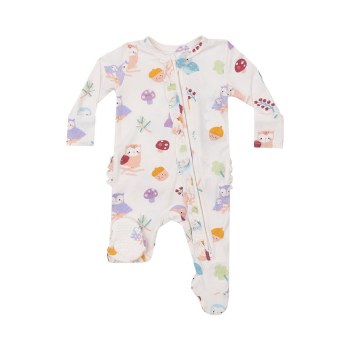 Zipper Footie Cute Owls NB