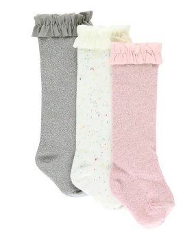 3pk Heather Grey Knee Socks 12-24m