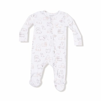 Zipper Footie Neutral Pup 0-3m