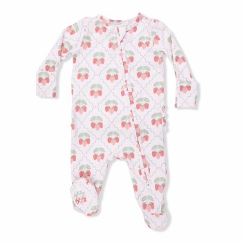 Zipper Footie Strawberries 3-6