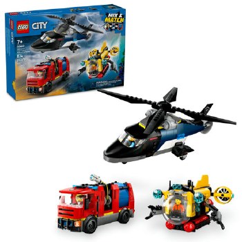 Helicopter, Fire Truck and Sub