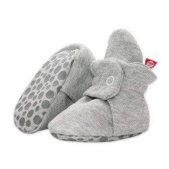 Cotton Gripper Booties Heather 3m
