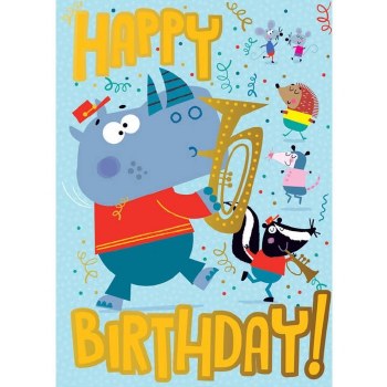 Birthday Animal Band Foil Card
