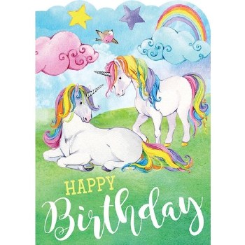 Rainbow Unicorns Glitter Card