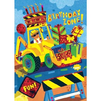 Birthday Backhoe Foil Card