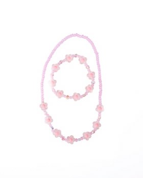 Pink Crystal Blooms Necklace Set