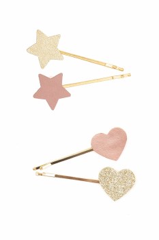 Matte Star Heart Bobby Pins