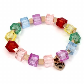 Gold Rainbow Cube Bracelet