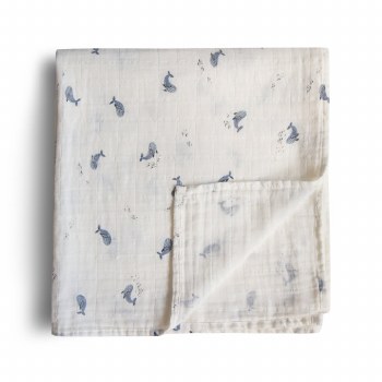 Muslin Swaddle Whales