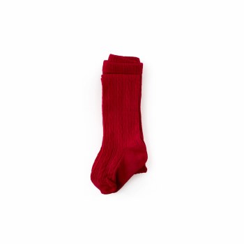 Cable Knit Tights Red 6-12m