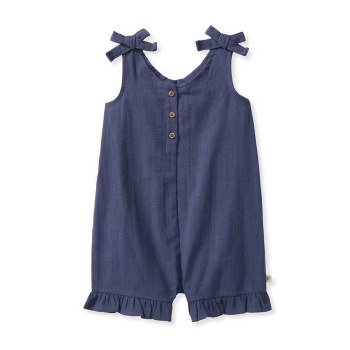 Check Gauze Tie Romper 0-3m