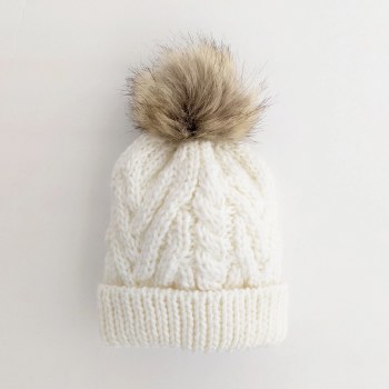 Winter White Pom Hat 8+