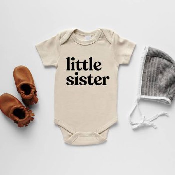 Little Sister Cream Onsie 3-6m