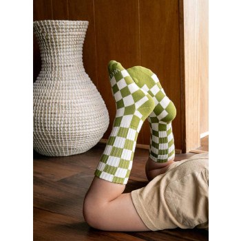 Checkboard Socks Cactus