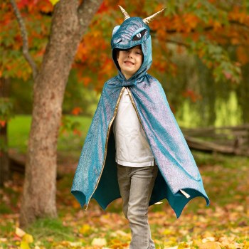 Starry Night Dragon Cape Teal/Gold 5-6y