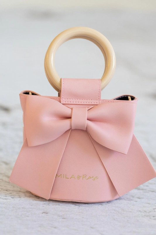 Buy Baby Bow Heart Shape Fluffy Bag - Black x Pink Bow at Dreamy Bows