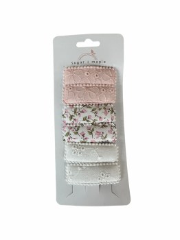 Barrette Clips Pink White Floral