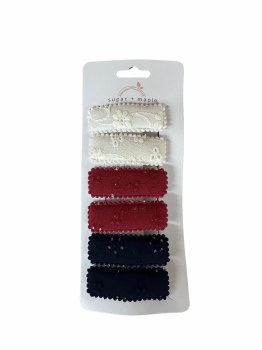 Barrette Clips Red White Navy