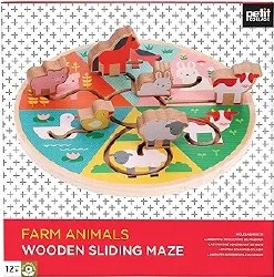 Farm Animals Wooden Sliding Maze