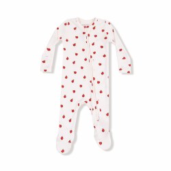Zipper Footie Tiny Apples NB