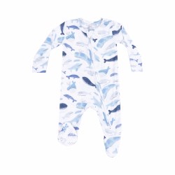 Zipper Footie Blue Whales NB