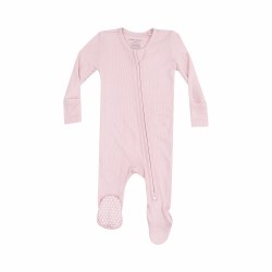 Zipper Footie Rose Rib 0-3m