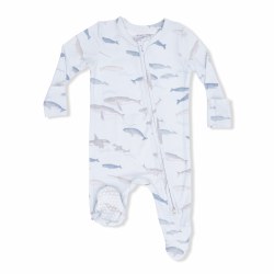 Zipper Footie Whales 0-3m