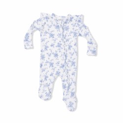 Zipper Footie Blue Vines 0-3m