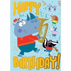 Birthday Animal Band Foil Card