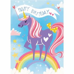 Unicorn Flocked Birthday Card