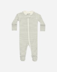 Zip Footie Sage Stripe 0-3m