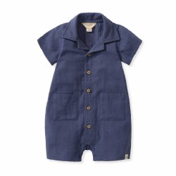 Check Gauze Romper 0-3m