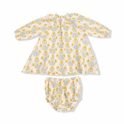 Smocked Dress Dandelions 6-12m
