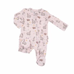 Zipper Footie Pink Bunnies NB