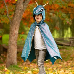 Starry Night Dragon Cape Teal/Gold 5-6y