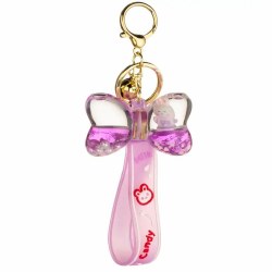 Cute Bow Liquid Keychain Purpl