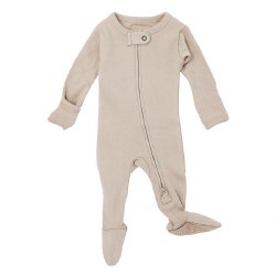 Zipper Footie Oatmeal 6-9m